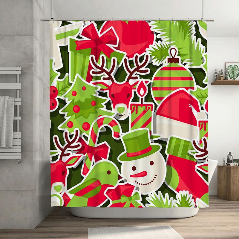 

TU Ванная Душевая Занавеска Рождественский Санта-Клаус Праздничный Декор Водонепроницаемая Ткань Домашний Декор Современный Стиль Праздничный Gi 90x180cm35x71in
