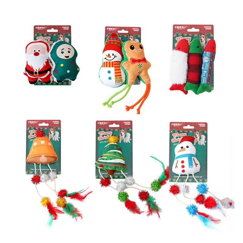 Christmas Plush Cat Toy with Catnip Durable Washable Self-Entertaining Teeth Grinding Chew Toy for Kitten Giochi Per Gatti