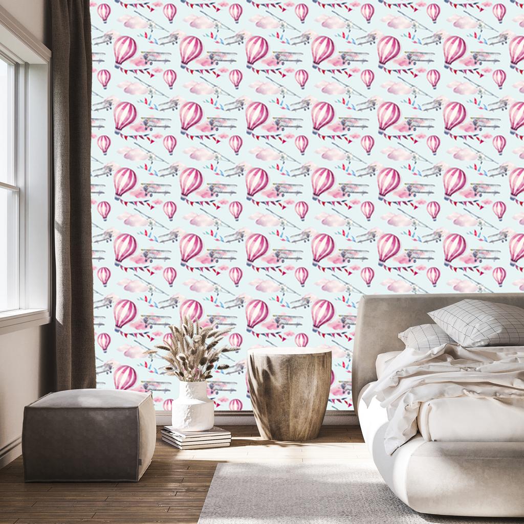 Wallpaper Balloons Among Planes for Living Room and Bedroom 50x1000