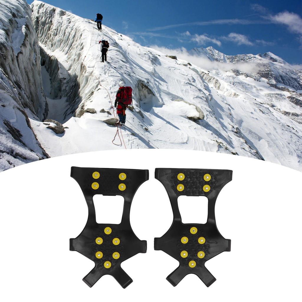 1pair 10 Spikes Ice Snow Grips Anti Slip Ice Traction Clts Walk Traction Clts for Shoes Boots Walking Hiking Climbing