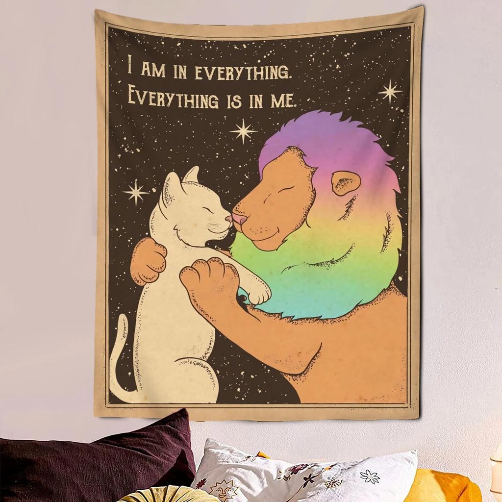 Kawaii Komiksový Snový Kočka Karta Tapiserie Roztomilá Nástěnná Dekorace Umělecká Deka Závěs Domácí Ložnice Obývací Pokoj Dekorace