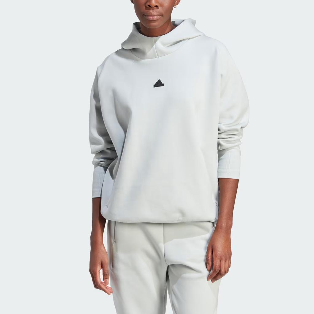 Adidas SS24 True Healing Series Z.N.E. Overhead Hoodie Solid Logo Loose Fit Hooded Sweatshirt Women Hoodies Light-Blue Gray IN5124