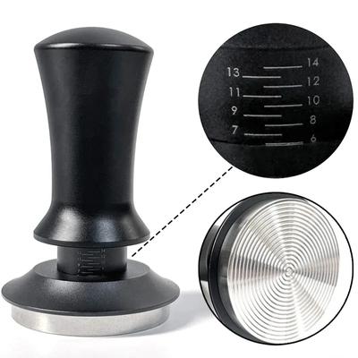 51/58 mm Kaffeestampfer mit tiefer geriffelter Basis, Espressostampfer, Barista, gefederte Kaffeestampferanzeige, Kaffeezubehör