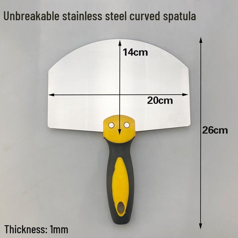 Stainless Steel Gray Curved Fan-Shaped Spatula and Putty Scraper with Thickened Handle - Free Shipping