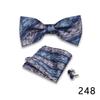 Men's Formal Bow Tie and Pocket Square Set for Banquets and Weddings, with Lapel Flower.