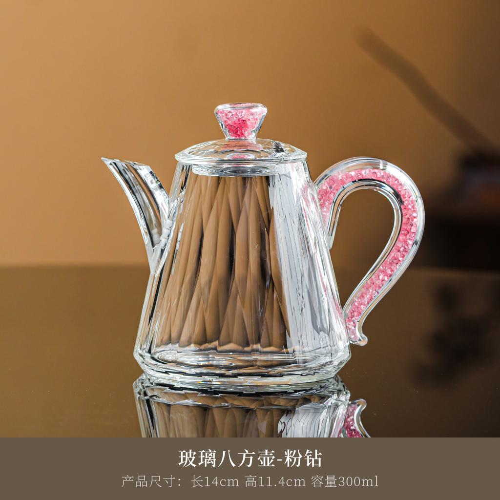 Crystal Glass Teapot Household High-grade Gold Foil Transparent Teapot Office Kung Fu Tea Set Living Room Table Decoration