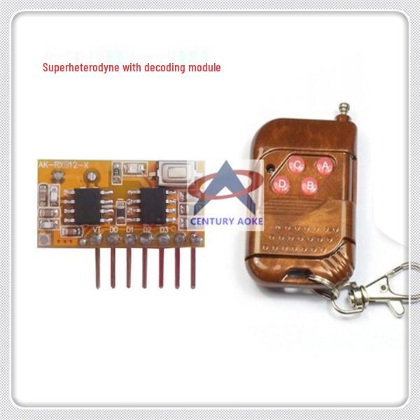 Peach Wood 4-Key Smart Remote Control with Learning Code, 315M/433M Superheterodyne Receiver Module