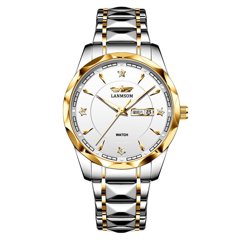 

Новые роскошные мужские часы высшего бренда с коробкой, модные водонепроницаемые мужские кварцевые часы с двойным календарем