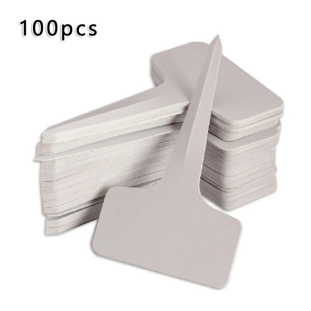 100pcs White Plastic Plant Labels Gardening Tags Flower Plant Labels Nursery Tray Bonsai Marking Horticultural Pots Decoration