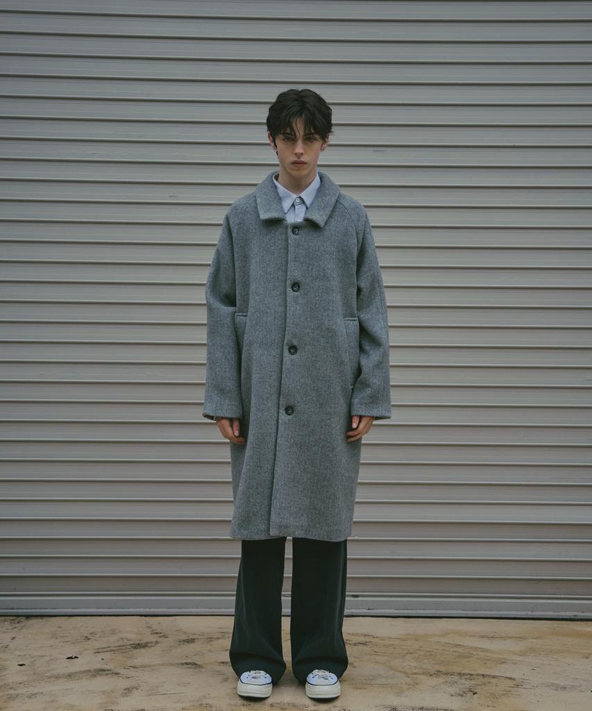 Lad Edition Herringbone Raglan Wool Coat_Grey