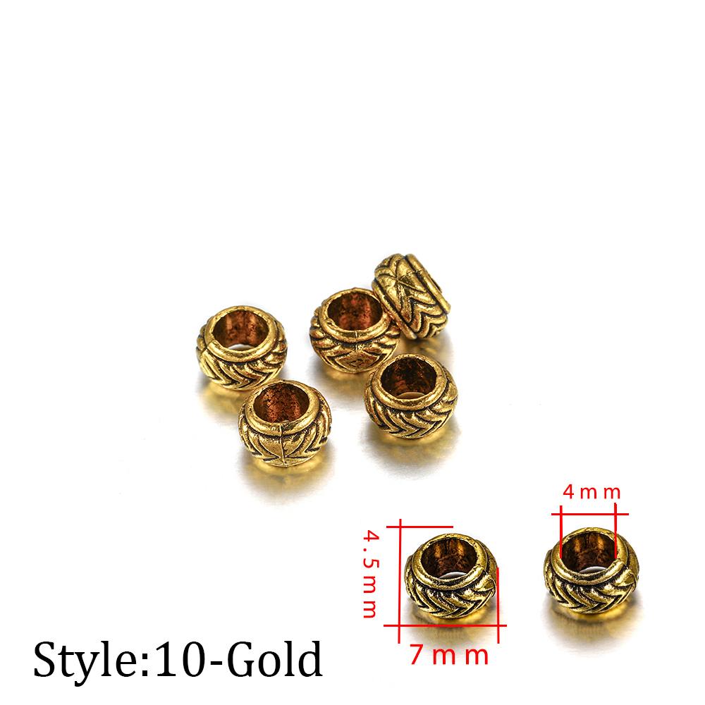 20pcs/lot Metal Big Hole Tibetan Antique Spacer Loose Beads For DIY Jewelry Making Finding Necklace Bracelet Accessories