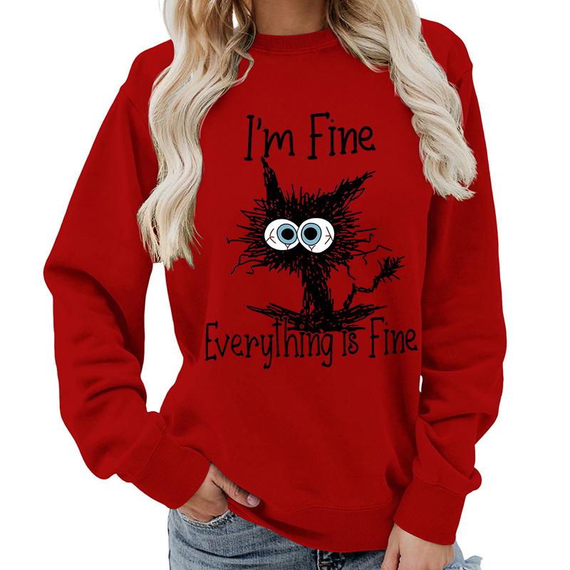 Weekends Printed Round Neck Women's Top Sweatshirt for Autumn Winter Casual Loose Fit Pullovers & Long Sleeves Women’s