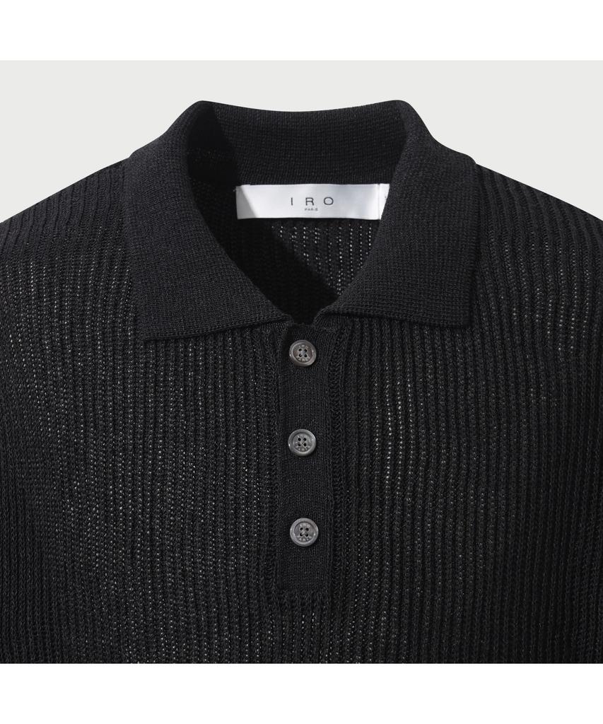 IRO Loom Cool Touch Short Sleeve Collared Knit - Black