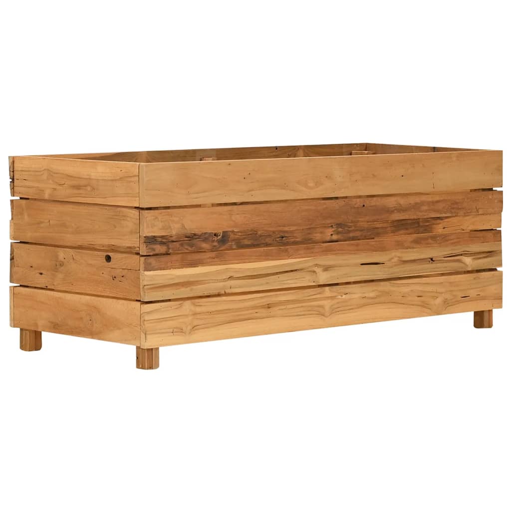 Raised Garden Bed 100 X 40 X 38 Cm Reclaimed Teak Wood and Steel