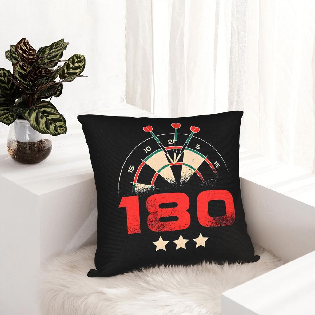 180 Darts Kissenbezug, Retro Dartscheibe Kissenbezug, Vintage Sportspiel Dekor, Schwarzes Zierkissen für Gamer-Zimmer Bar