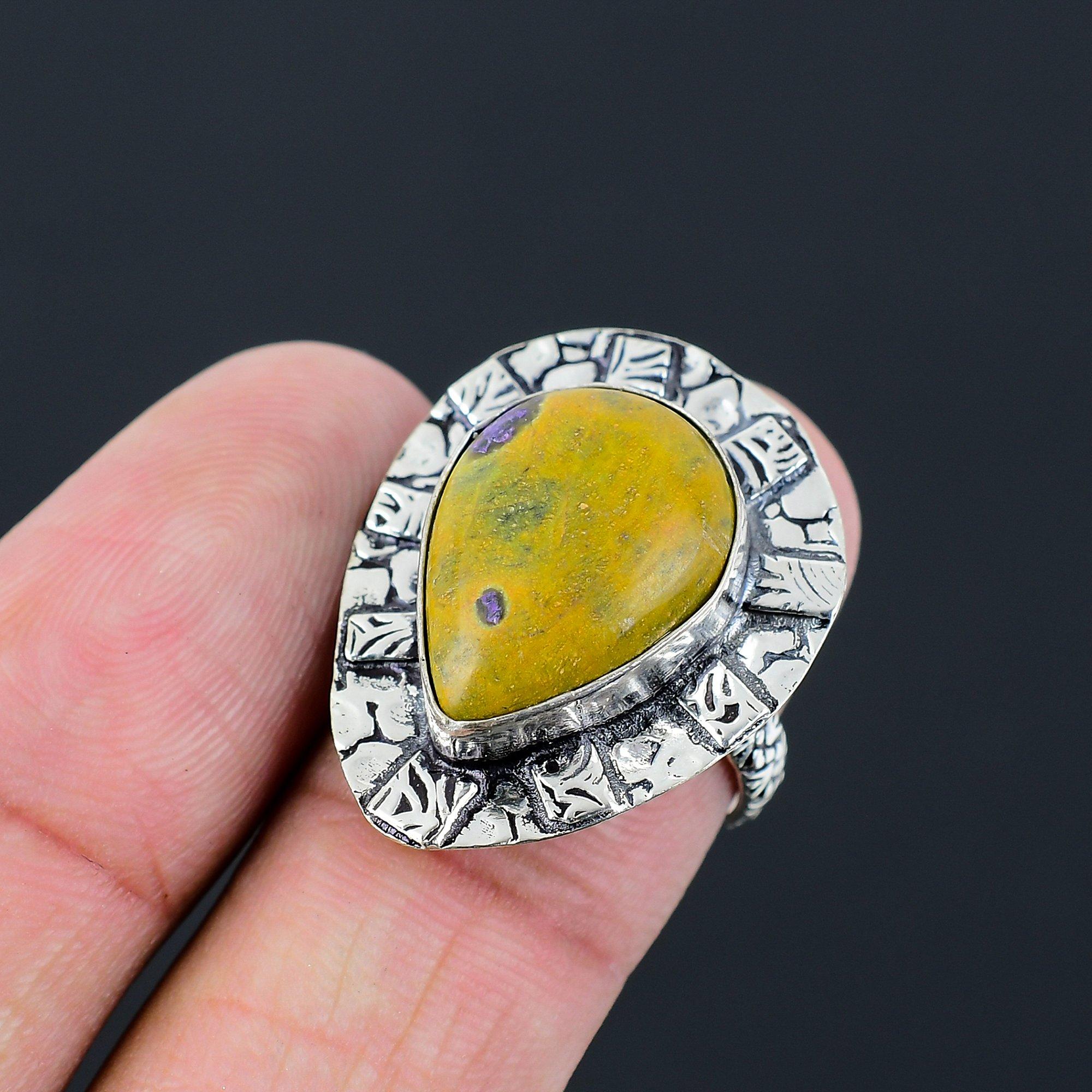 Natural Atlantisite 925 Sterling Silver Daughter Statement Ring Jewelry US 7.5 7.5