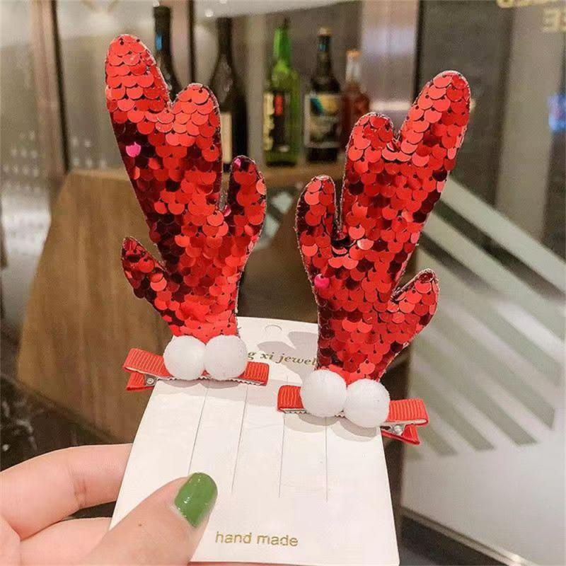 Cartoon Christmas Headwear Cute Deer Ear Antlers Hairpins Barrettes Santa Claus Snowman Headband Hair Rope Children Headdress