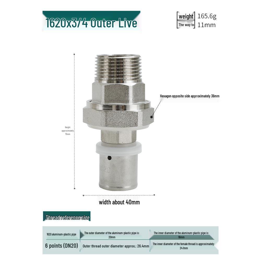 4-Min Compression Aluminum-Plastic Pipe Joint Set for 16, 20, 25mm Underfloor Heating Pipes