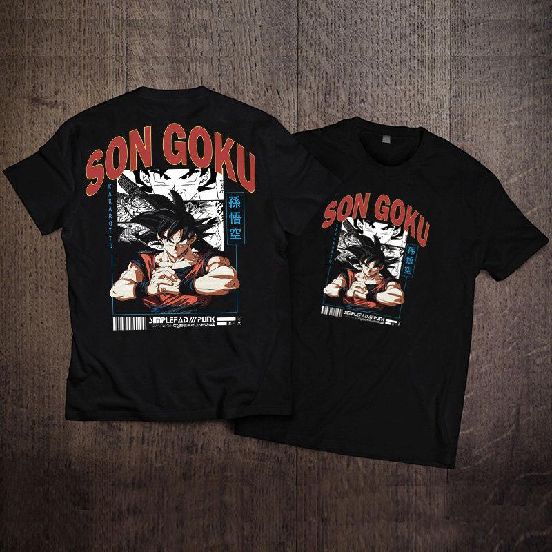 Japanese Anime Dragon Ball Wukong Instagram Cartoon Couple Lazy American Retro Oversized Short Sleeved Tshirt
