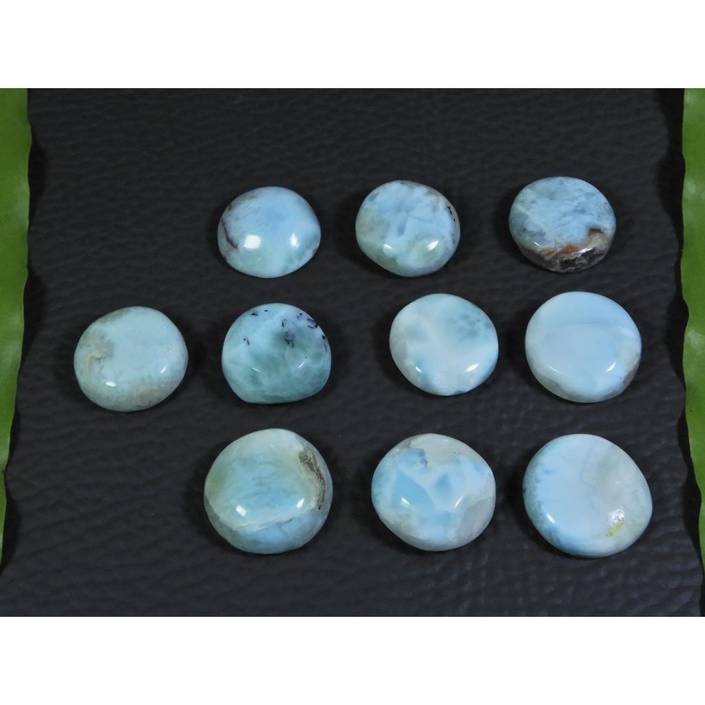 13MM Přírodní Larimar Pektolit Kulatý Kabošon Volný Drahokam 10ks Lot 80Cts A-414