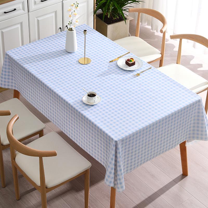 Grid PVC Tablecloth: Waterproof, Oil-Proof, Scald-Proof, No-Wash, Fresh Style Table Cover for Coffee Tables