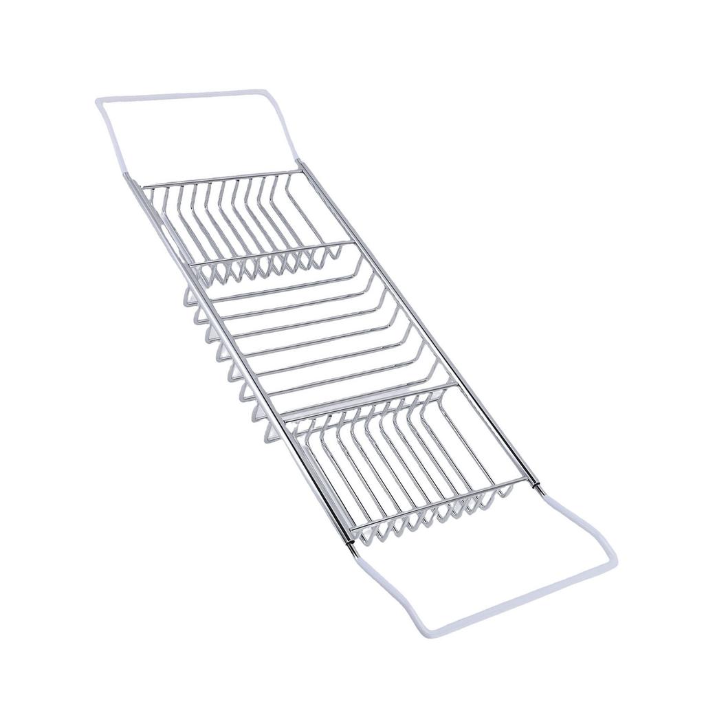 Taca do wanny ze stali nierdzewnej, rozszerzalna taca do wanny prysznicowej, luksusowe akcesoria łazienkowe