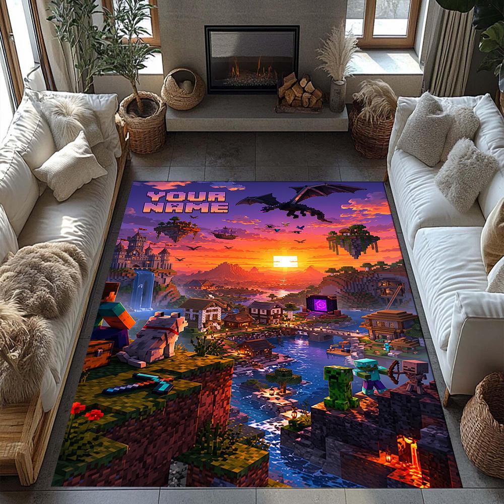 Minecraft Personalized Text Area Rug Design For Bedrooms Study Room Living Rooms Kitchen Antislip Carpet Anime Office Decor Wedding Party Gift