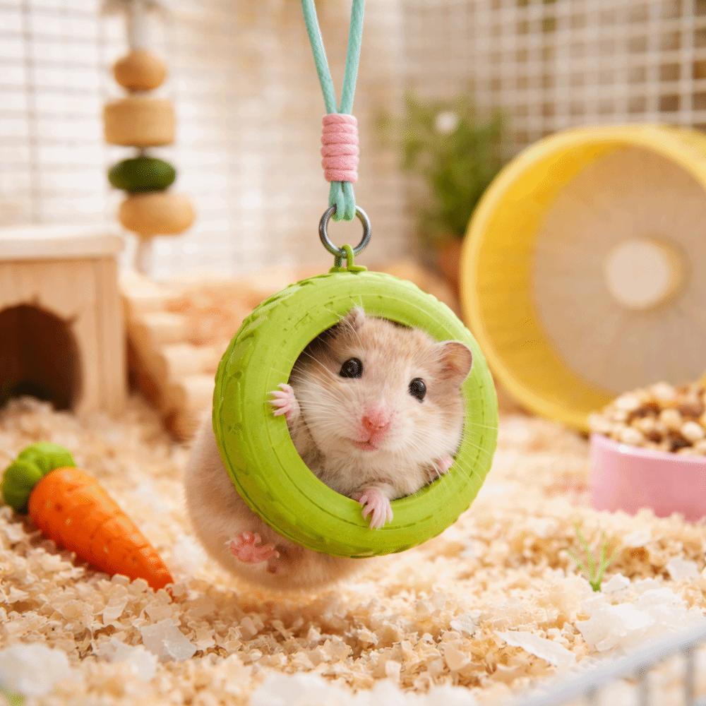 Tire-Shaped Hamsters Swing Bite Resistant Hanging Bed Hamsters Hammock Detachable Chain Small Pet Hanging Swing