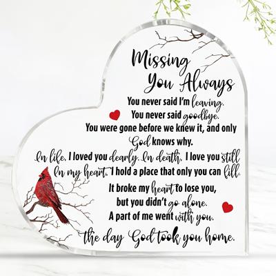 Cardinal Gifts Red Cardinal Gift Sympathy Memorial Present Bereavement Present Crystal Acrylic Memorial Condolence for Loss of Loved One Table Centerp