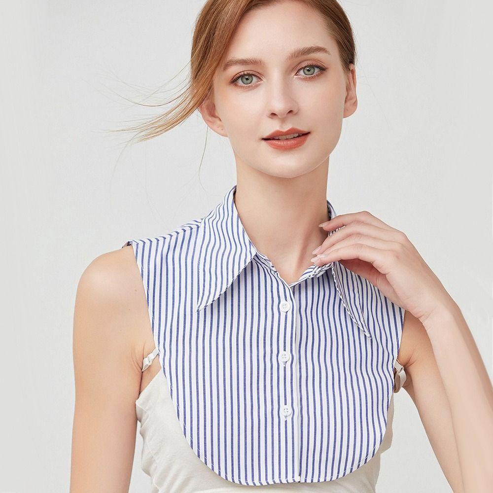 Stripes False Collar Detachable Lapel Half Shirt New Fake Collar  Women Girls