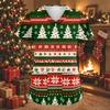 Women's V-Neck Short Sleeve Christmas Print Work Tunic Top with Pockets and Side Slits