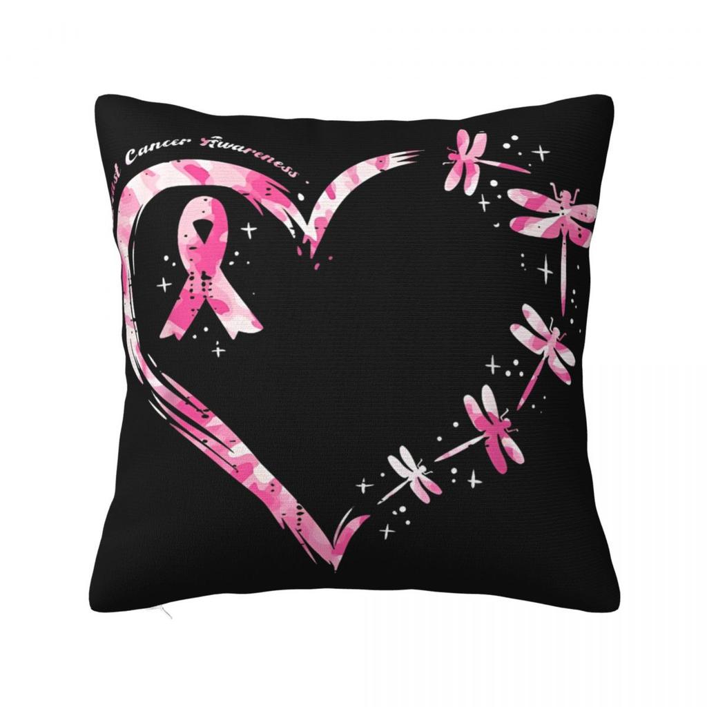 Breast Cancer Awareness Ribbon Pillow Case Cushion Covers Fashion Zipper Decor Pillowcase for Car 4040cm