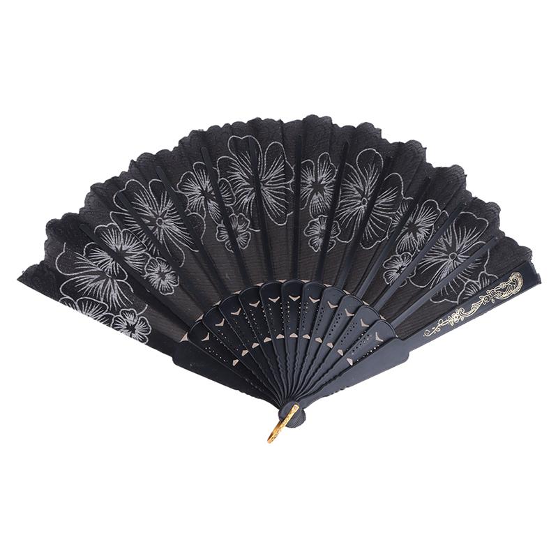 Chinese Style Silk Fabric Fan Folding Fan Wedding Fan Art Gifts Dance Hand Fan Vintage Folding Flower Fan Ancient Hanfu Fan