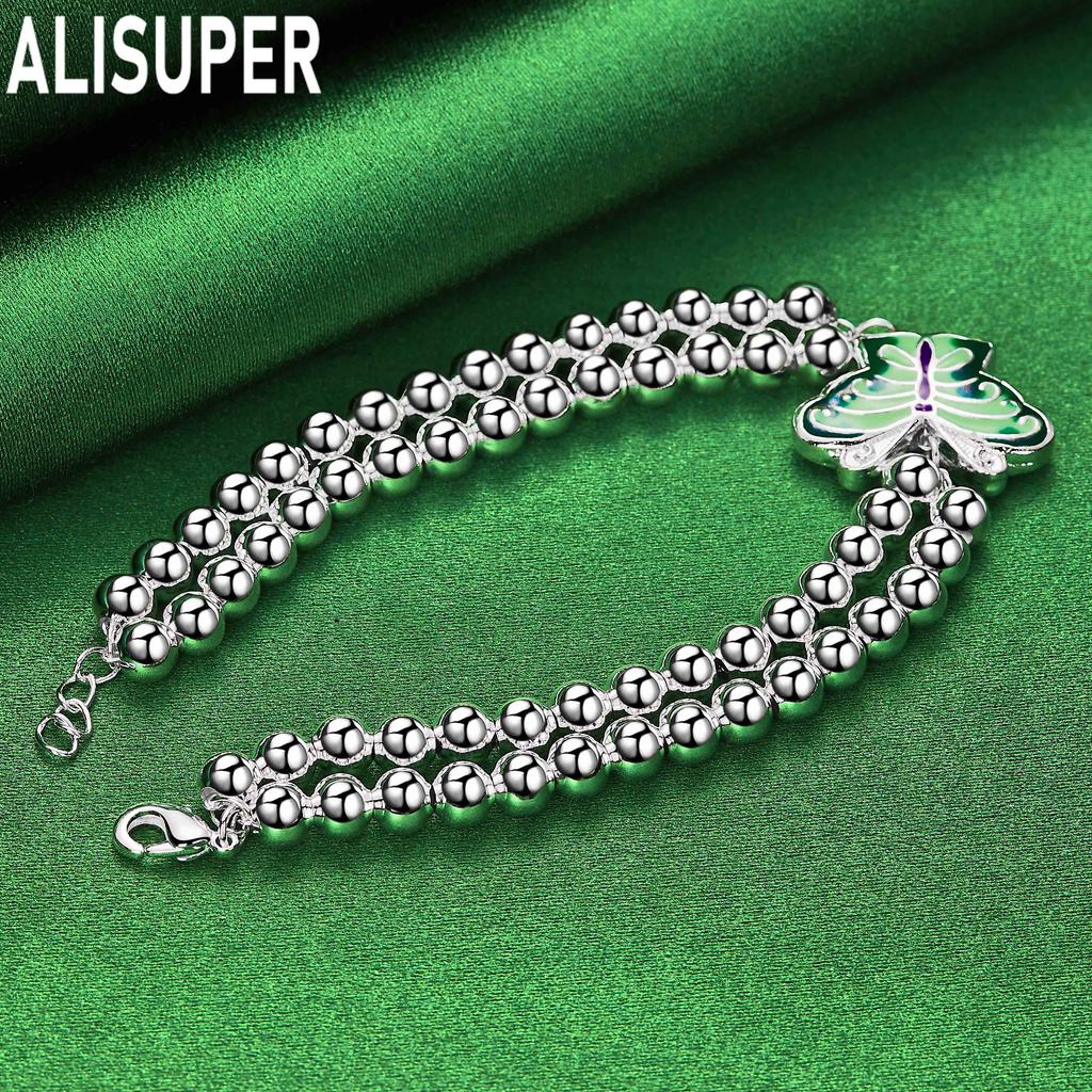 925 Sterling Silver 6mm Exquisite Butterfly Bead Bracelet - Romantic Gift Jewelry
