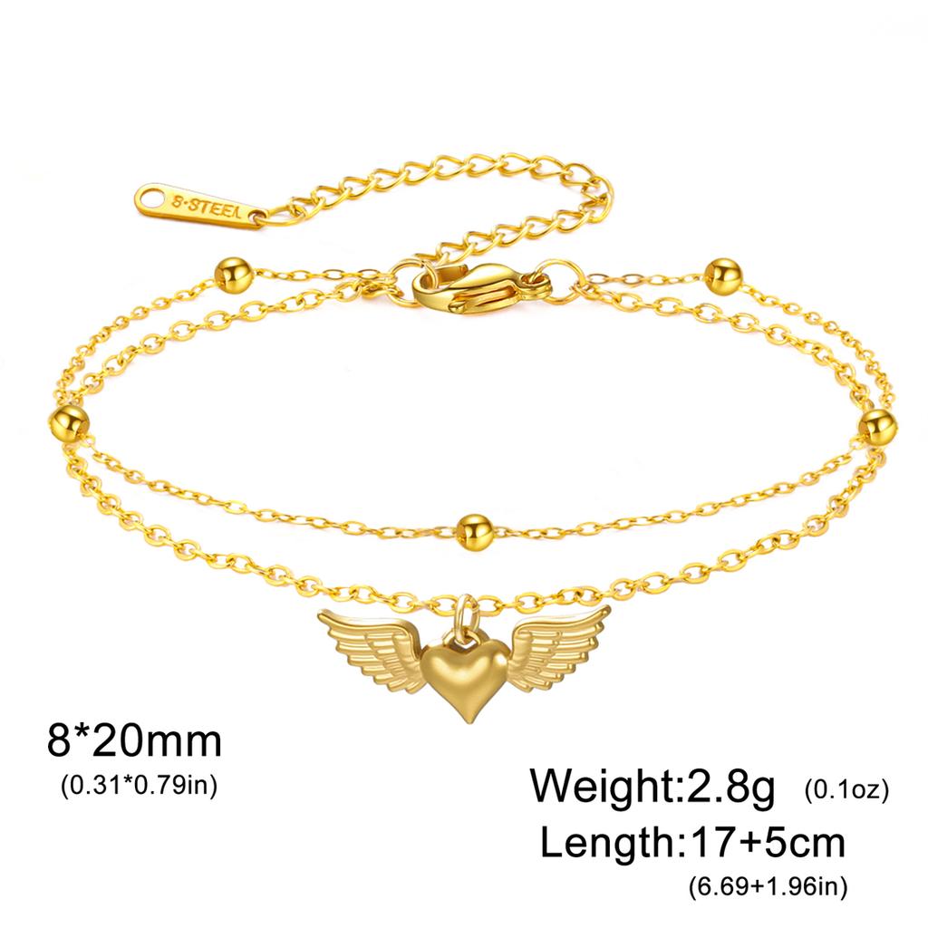 EUEAVAN Angel Wings Heart Necklace Woman Girl Stainless Steel Fashion Love Bracelet Lover Anniversary Wedding Jewelry Gift