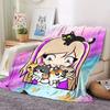 1pc Kawaii Anime Girl with Cats Flannel Throw Blanket, 2D Pastel Star Print, All Season Warm Blanket for Kids Bedroom, Living Ro