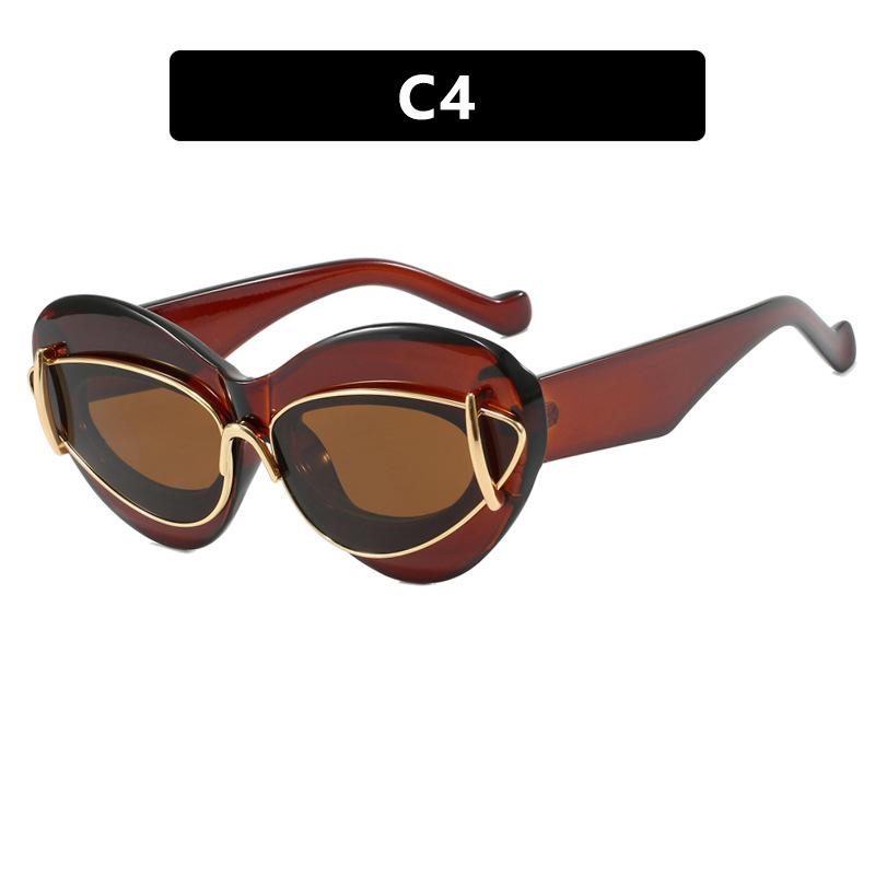 

Личность Преувеличенные Солнцезащитные очки «кошачий глаз» Модные солнцезащитные очки Хип-хоп солнцезащитные очки Женские as shown