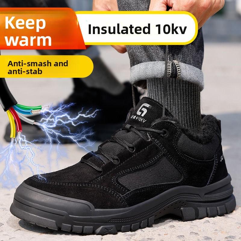 Fleece-lined Work Shoes for Men Woman Winter Steel Toe Boots Thickened Warm Woman Sneakers Anti-smashing Working Shoes Men36-46