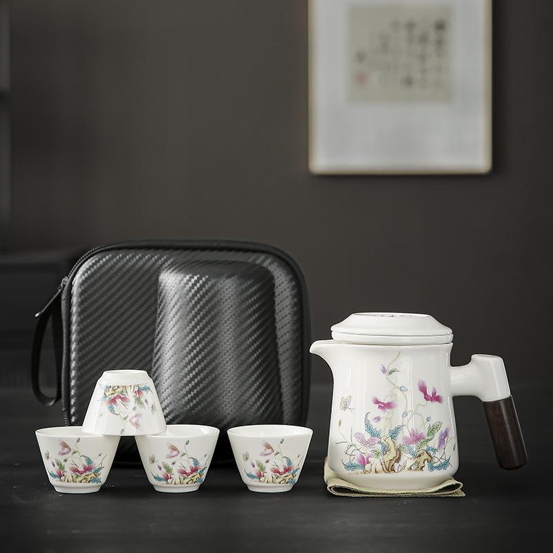 Travel Tea Set Portable Outdoor Portable Express Cup Company Event Gifts Can Be Printed In One Pot of Four Cups