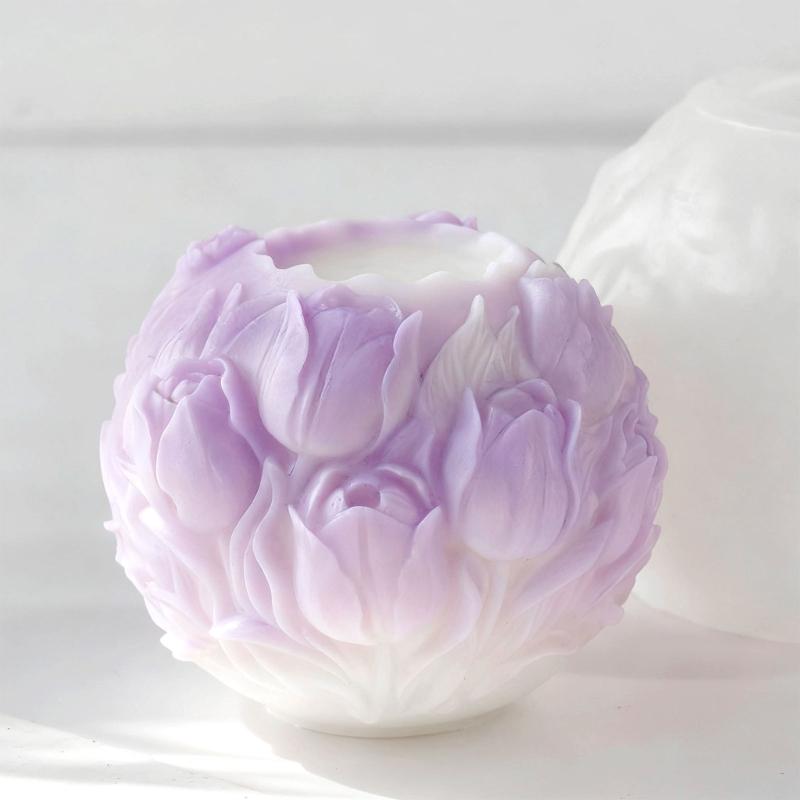 Embossed Flower Candle Silicone Molds Food Grade Silicone Easy Demold for Epoxy Resin Candle Soap Chocolate Baking Mould