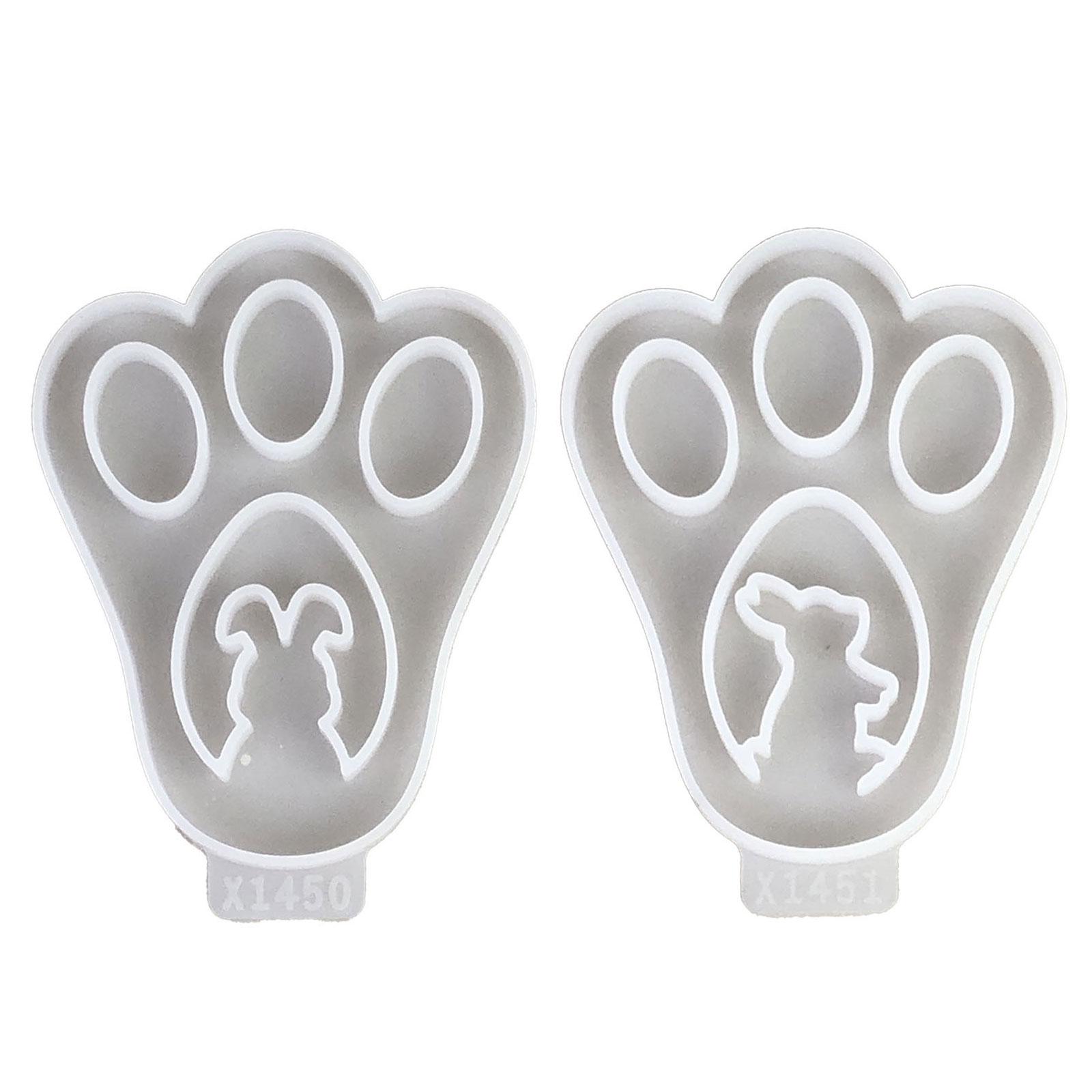 

2Pcs Cute Bunnies Paws Shape Silicones Molds Easters Hollowed Out Coasters Making Mould For Cup Mats Crafts And Creative Baking 1