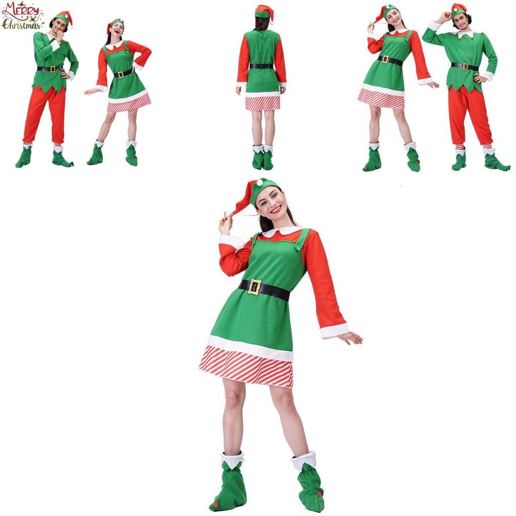 Adult Christmas Elf Cosplay Costume Couple Outfits