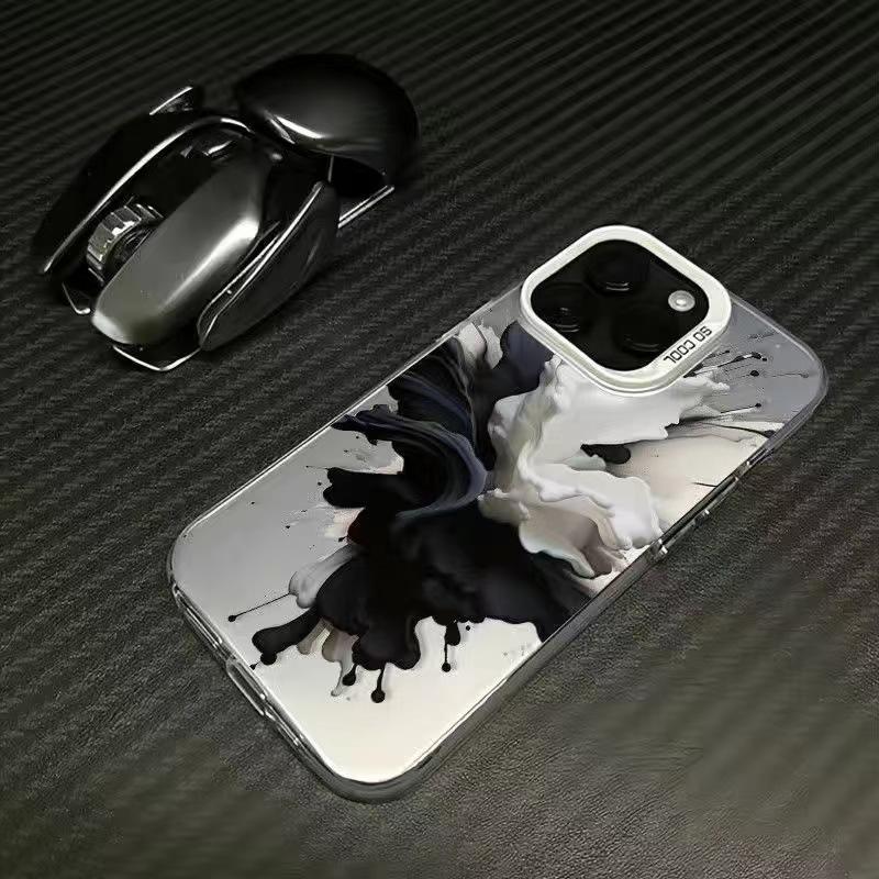 Black and White Ink Is Suitable for Iphone17 Mobile Phone Case 11 Apple 15promax/14 Anti-drop 13pro European and American Wind 16