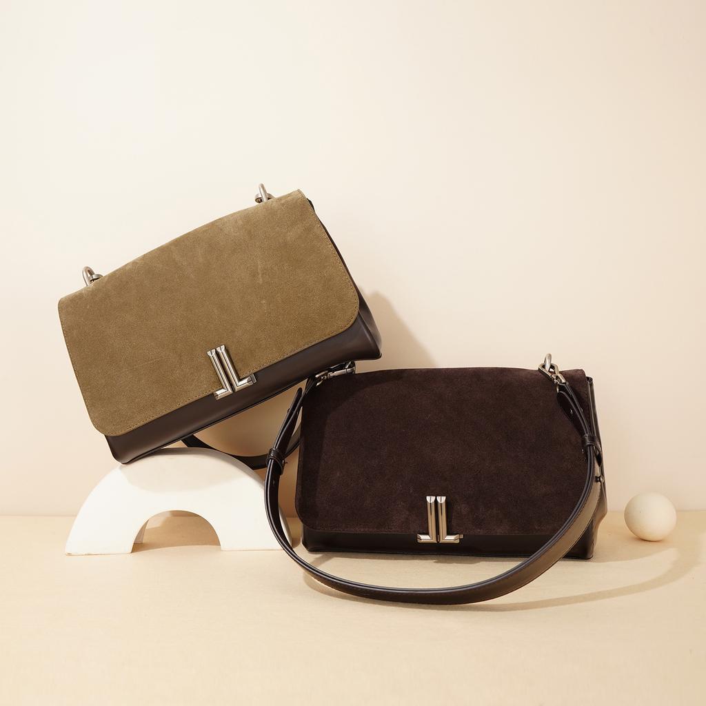 New Contrasting Color Shoulder Bag Women's Commuting Versatile Large-capacity Messenger Bag Underarm Small Square Bag Cowhide