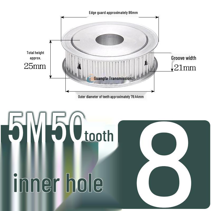 Dual-Sided Flat Timing Pulley: 5M50 Teeth, Width Options 11/16/21/27AF, Bore Size 8-30.