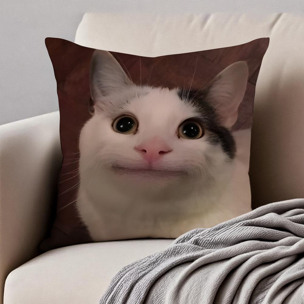 Meme Funny Pet Cat Funny Memes Cushion Cover Pillowcase Antidustmite Invisible Zipper Short Plush Sofa Cushion