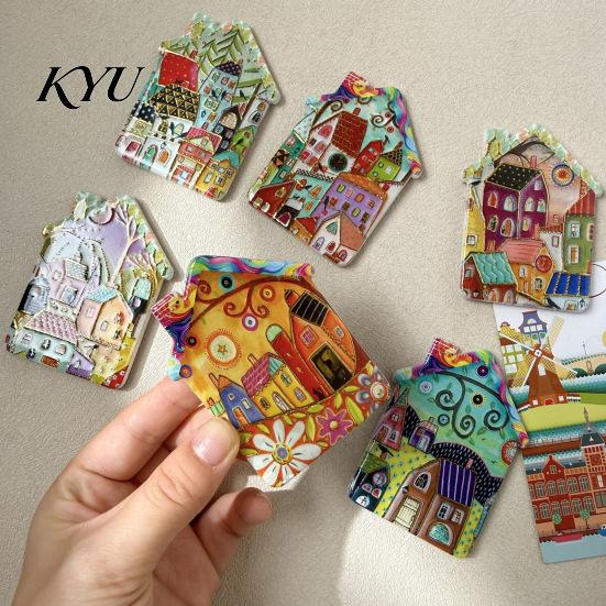 House Refrigerator Magnets Vintage Magnet, Colorful Fairy Tale Town Miniature Home Ornaments Fridge Magnetic Kitchen Decoration Accessories Magnet