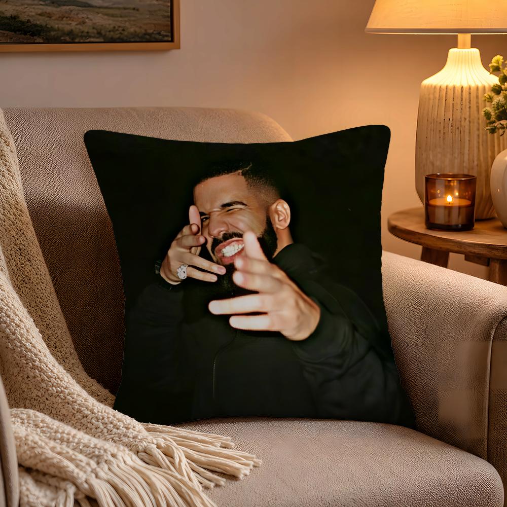 Hot Cool Singer DDrake Pillow Case Soft Plush Cushion Cover Double Print and Invisible Zipper for Sofa Home Car Use