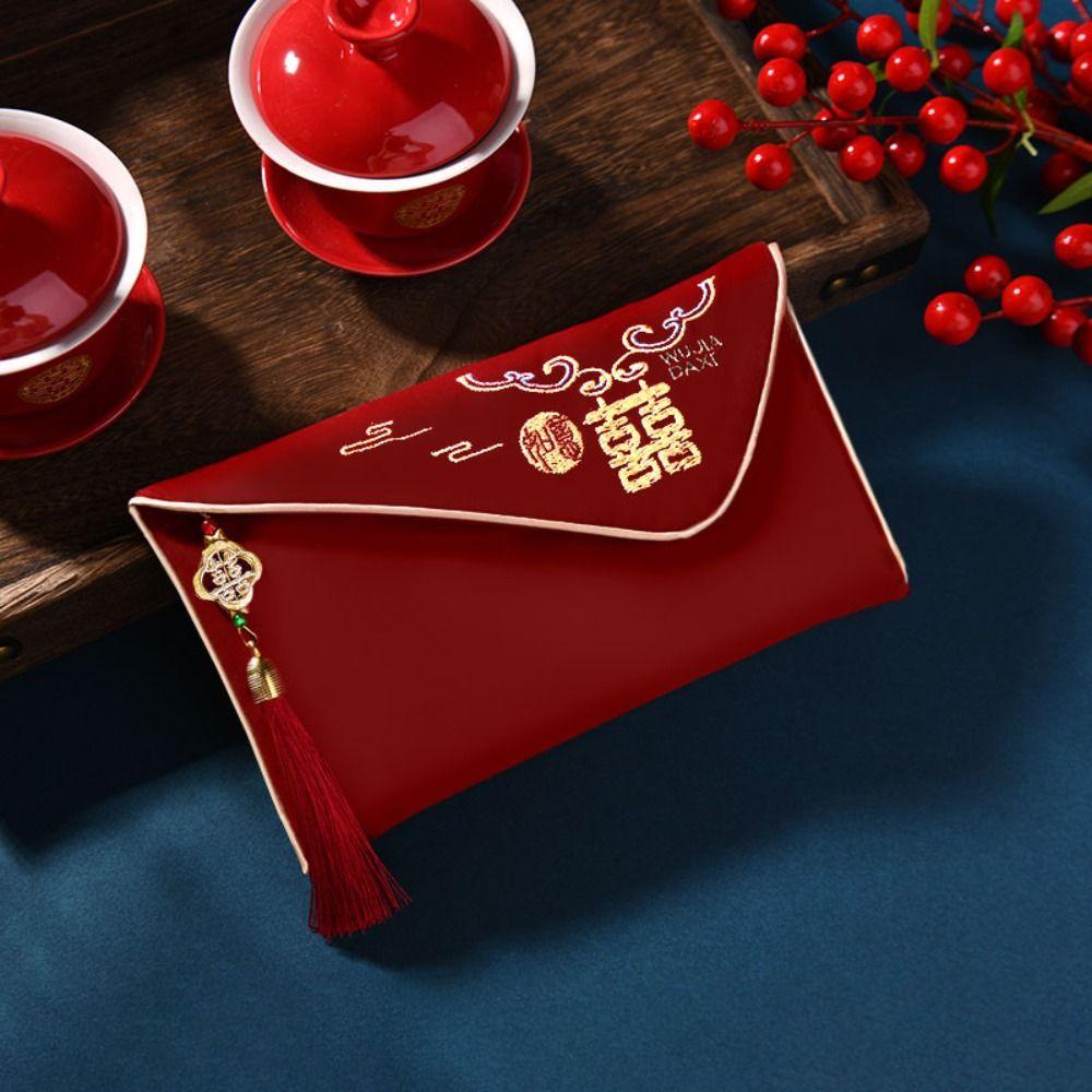 Best Wishes New Year Blessing Bag Multiple Patterns HongBao New Trendy Red Money Packet  Birthday