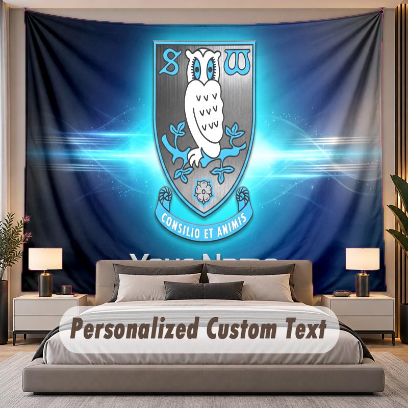 Custom Name Text Tapestry Sheffield Wednesday FC Personalized Polyester Wall Tapestry For Bedroom And Room